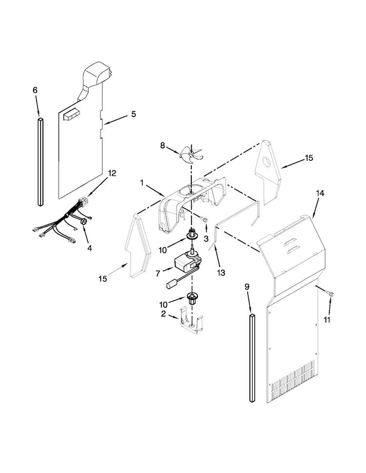 Air Flow Parts Diagram and Parts List for 10650023211  Kenmore Refrigerator