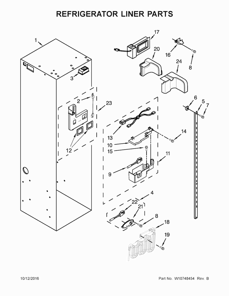 Refrigerator Liner Parts Diagram and Parts List for KSSC36QTS10  KitchenAid Refrigerator
