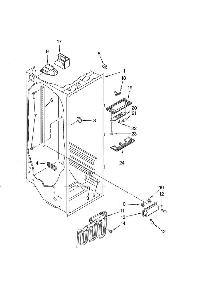 Refrigerator Liner Diagram and Parts List for GS6NHAXVB04  Whirlpool Refrigerator
