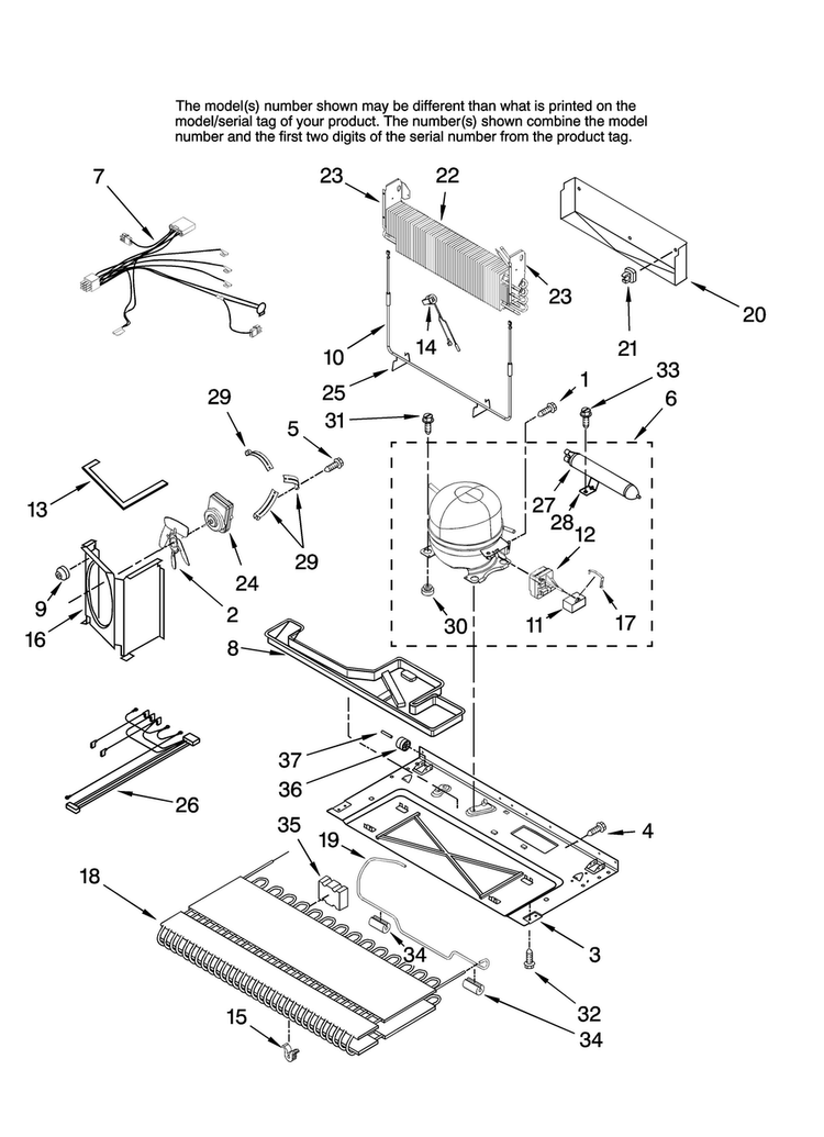 Unit Parts Diagram and Parts List for GX5SHTXTL11  Whirlpool Refrigerator