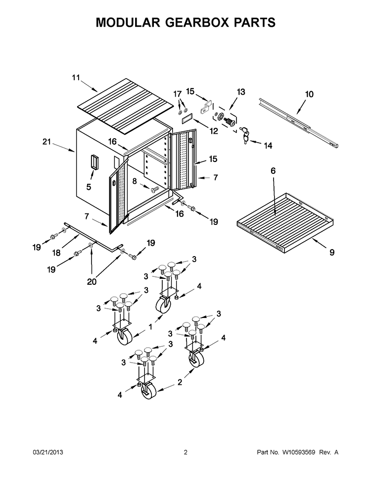 MODULAR GEARBOX PARTS Diagram and Parts List for GAGB272DZW00  Whirlpool Cabinet