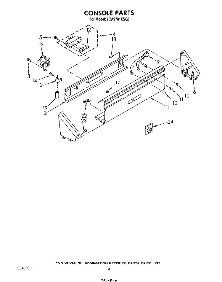 CONSOLE Diagram and Parts List for 9CA2781XSW0  Whirlpool Washer