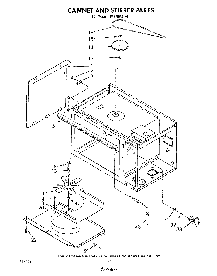 CABINET AND STIRRER Diagram and Parts List for RM778PXT4  Whirlpool Microwave Oven Combo