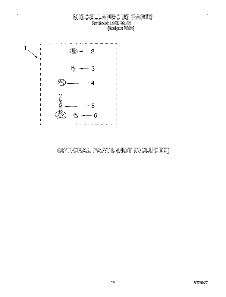 MISCELLANEOUS, OPTIONAL Diagram and Parts List for LBR5132JQ1  Whirlpool Washer