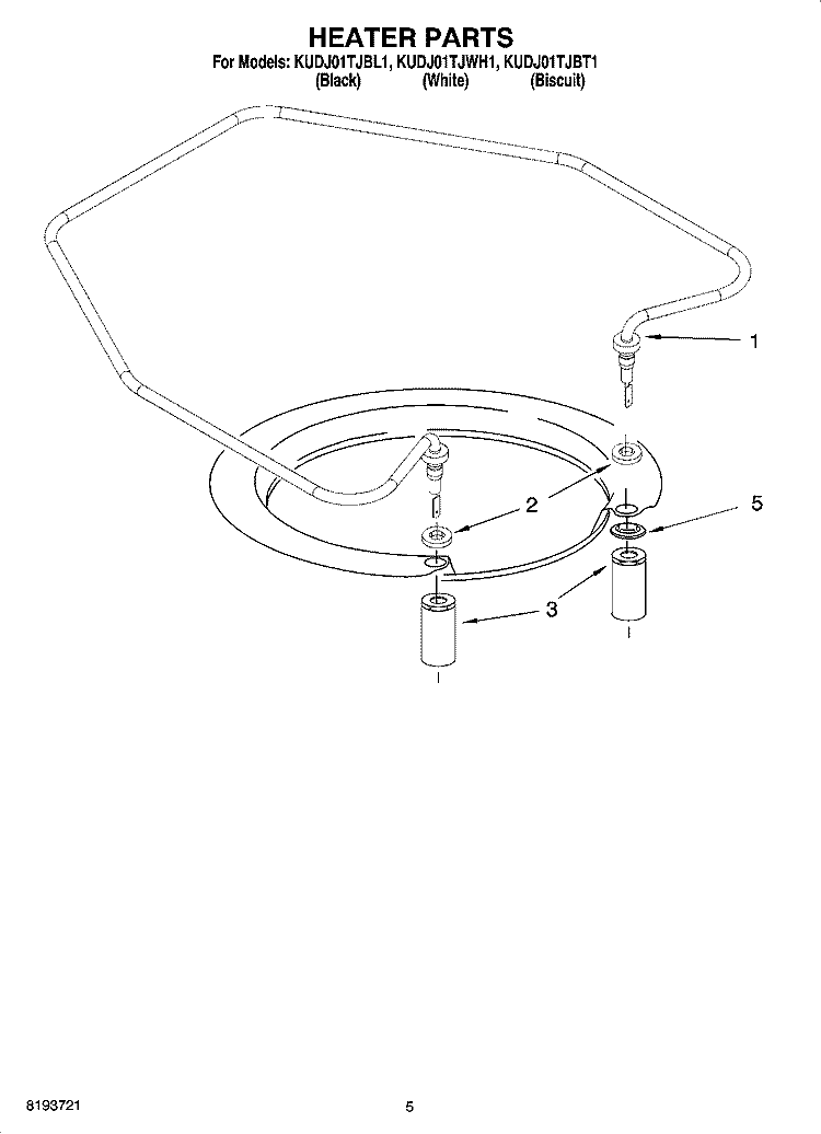 HEATER PARTS Diagram and Parts List for KUDJ01TJBT1  KitchenAid Dishwasher