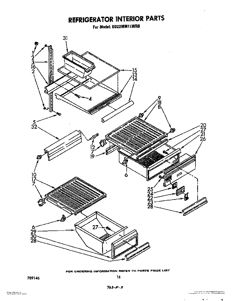REFRIGERATOR INTERIOR, LIT/OPTIONAL Diagram and Parts List for ED22MM1LWR0  Whirlpool Refrigerator