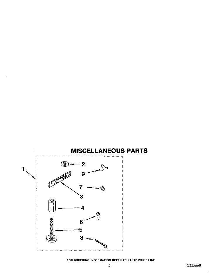 MISCELLANEOUS Diagram and Parts List for LA6058XTG1  Whirlpool Washer