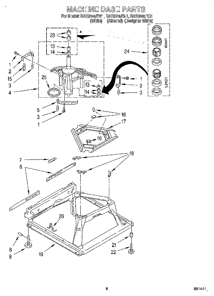 MACHINE BASE Diagram and Parts List for RAS8245EQ1  Roper Washer