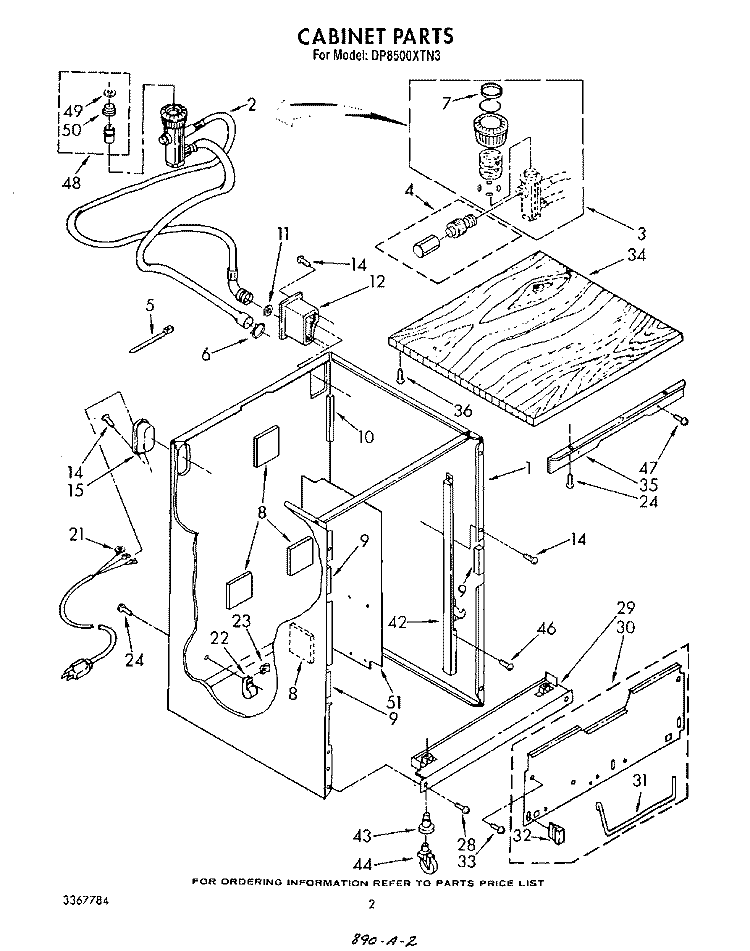 CABINET Diagram and Parts List for DP8500XTN3  Whirlpool Dishwasher