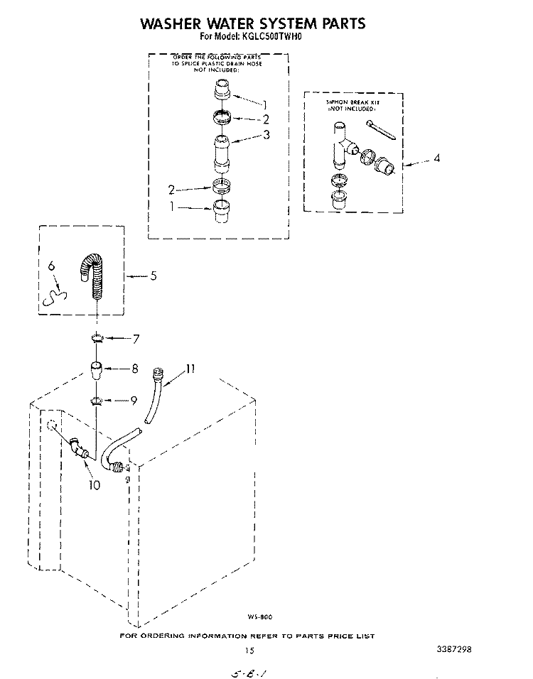 WASHER WATER SYSTEM Diagram and Parts List for KGLC500THT0  KitchenAid Washer Dryer Combo