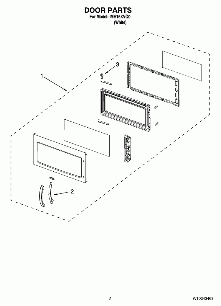DOOR PARTS Diagram and Parts List for IMH15XVQ0  Whirlpool Microwave