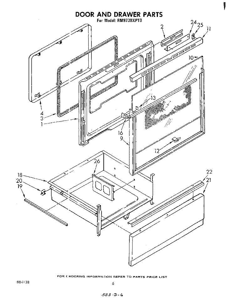 DOOR AND DRAWER Diagram and Parts List for RM973BXPT0  Whirlpool Microwave Oven Combo