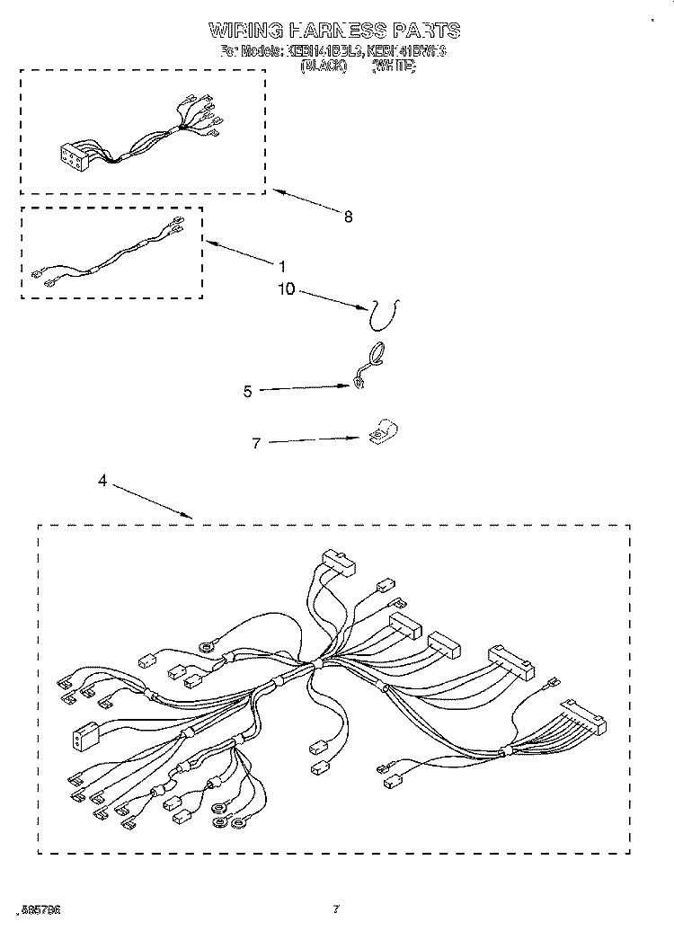 WIRING HARNESS Diagram and Parts List for KEBI141BWH3  KitchenAid Wall Oven