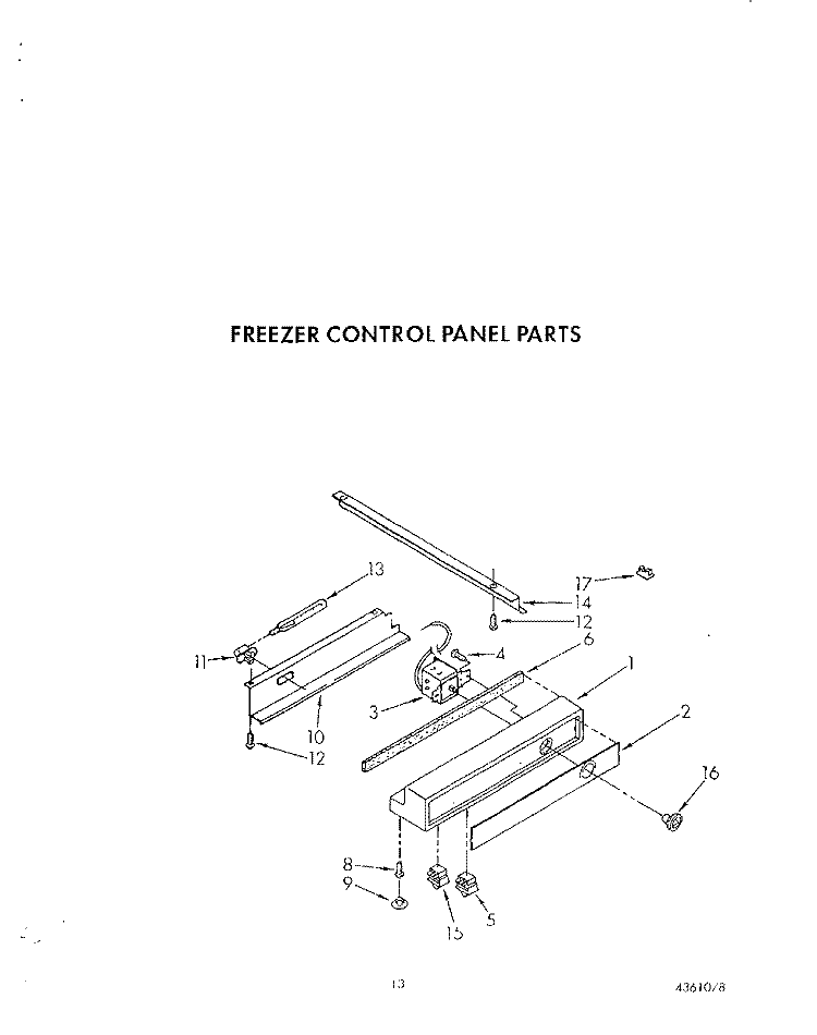 FREEZER CONTROL PANEL Diagram and Parts List for ARG490  Whirlpool Refrigerator