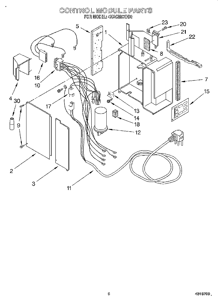 CONTROL MODULE Diagram and Parts List for 4XACM07DD0  Whirlpool Air Conditioner
