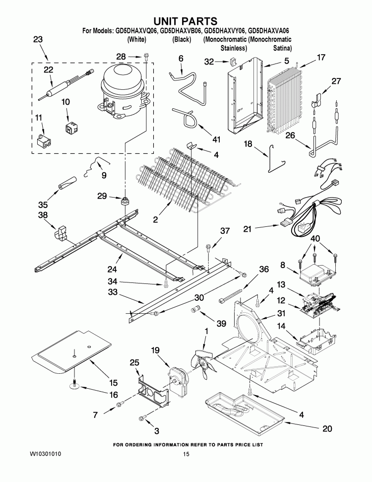 UNIT PARTS Diagram and Parts List for GD5DHAXVA06  Whirlpool Refrigerator