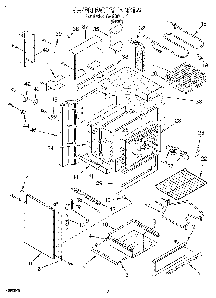 SECTION Diagram and Parts List for RS310PXEB1  Whirlpool Range