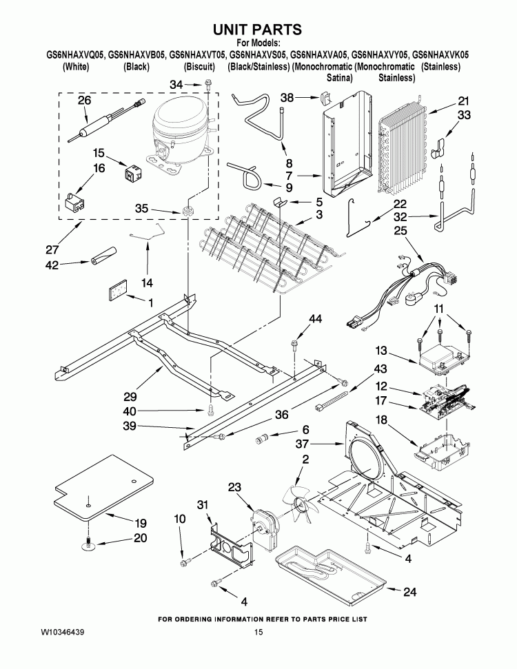 UNIT PARTS Diagram and Parts List for GS6NHAXVB05  Whirlpool Refrigerator