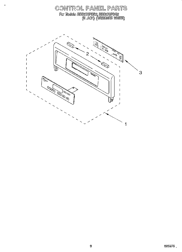 CONTROL PANEL, LITERATURE Diagram and Parts List for RBD275PDB2  Whirlpool Wall Oven