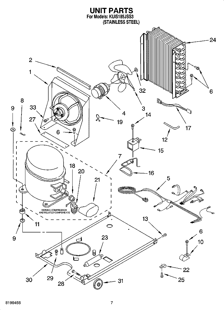 UNIT PARTS Diagram and Parts List for KUIS185JSS3  KitchenAid Ice Maker