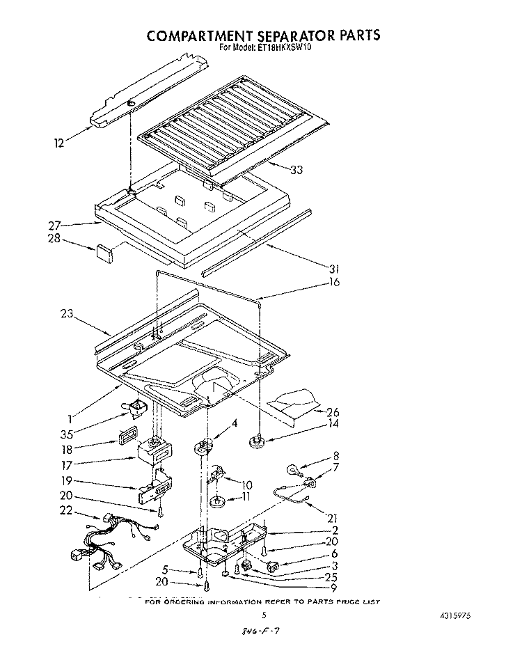 COMPARTMENT SEPARATOR Diagram and Parts List for ET18HKXSW10  Whirlpool Refrigerator