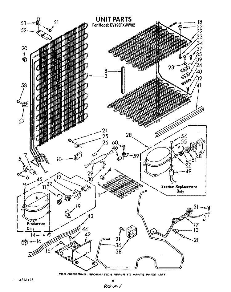 UNIT Diagram and Parts List for EV190FXWW02  Whirlpool Freezer