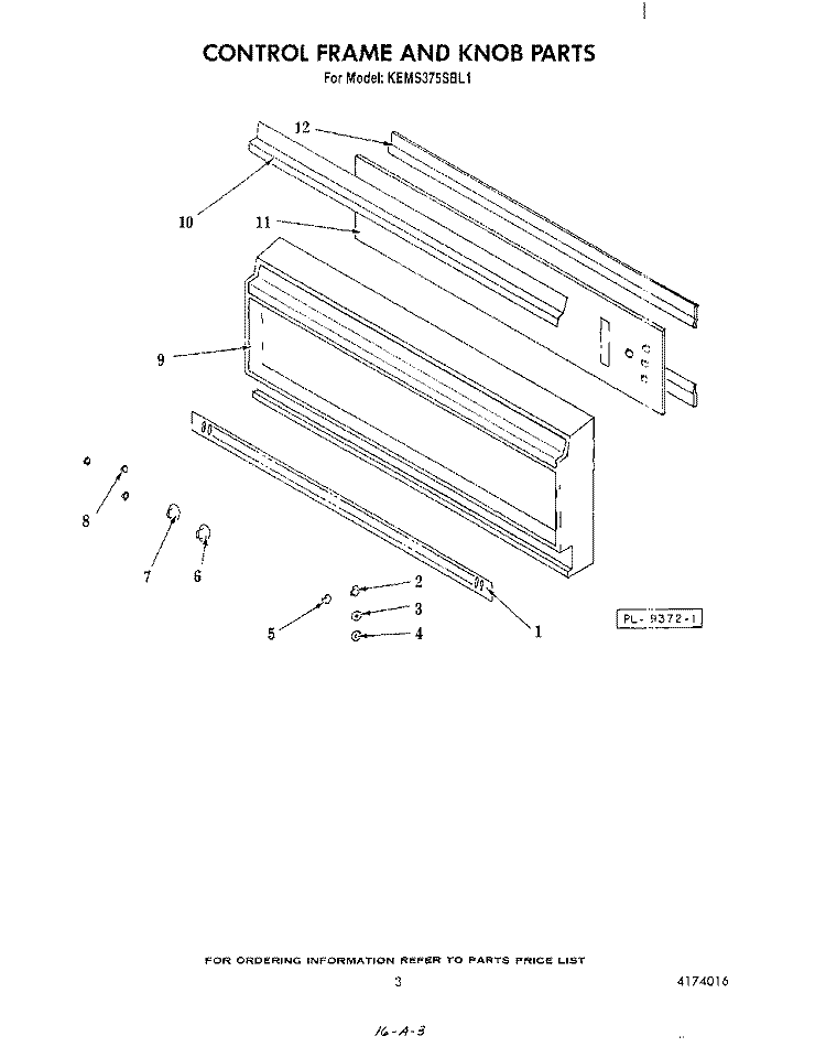 CONTROL FRAME AND KNOB Diagram and Parts List for KEMS375SBL1  KitchenAid Microwave Oven Combo