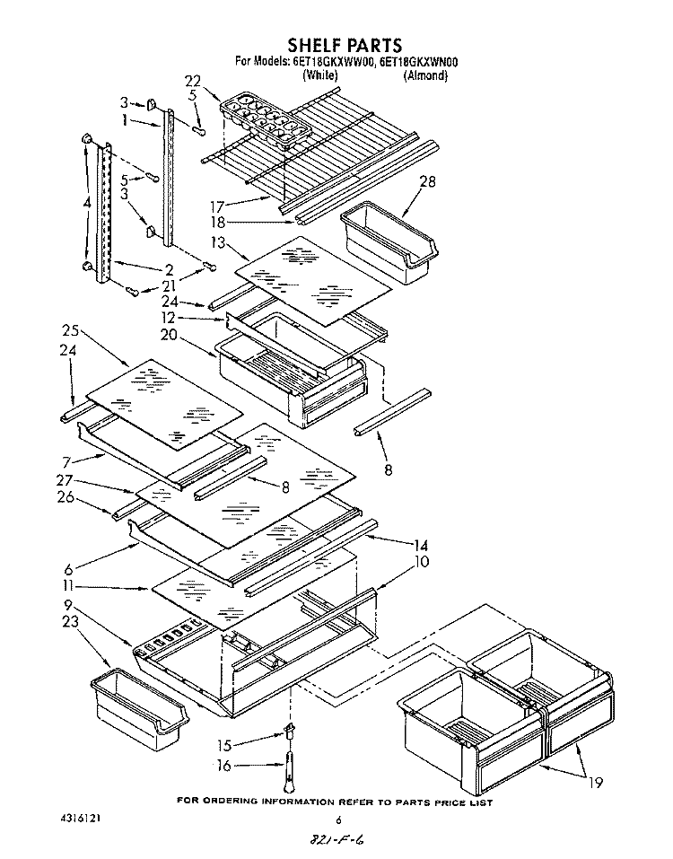 SHELF Diagram and Parts List for 6ET18GKXWW00  Whirlpool Refrigerator