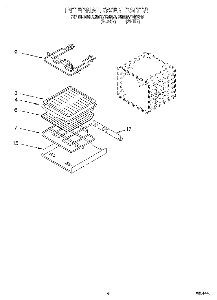 INTERNAL OVEN Diagram and Parts List for KEMI371GBL0  KitchenAid Microwave Oven Combo