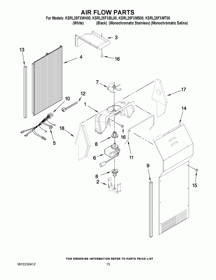 AIR FLOW PARTS Diagram and Parts List for KSRL25FXMT00  KitchenAid Refrigerator
