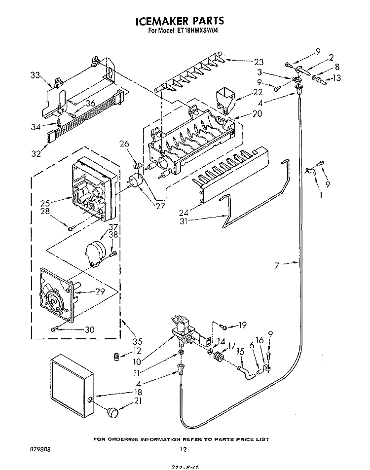 ICEMAKER , LIT/OPTIONAL Diagram and Parts List for ET18HMXSW04  Whirlpool Refrigerator