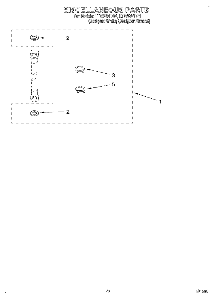 MISCELLANEOUS, LIT/OPTIONAL Diagram and Parts List for LTE6234DQ1  Whirlpool Washer Dryer Combo