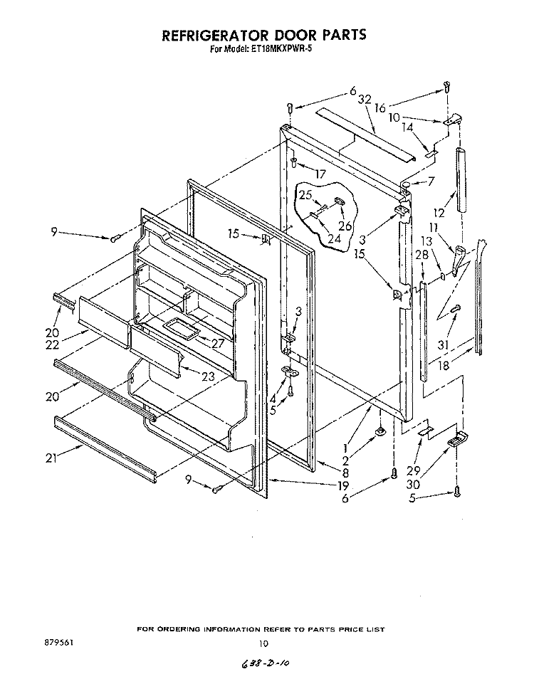 REFRIGERATOR DOOR, MISCELLANEOUS Diagram and Parts List for ET18MKXPWR5  Whirlpool Refrigerator