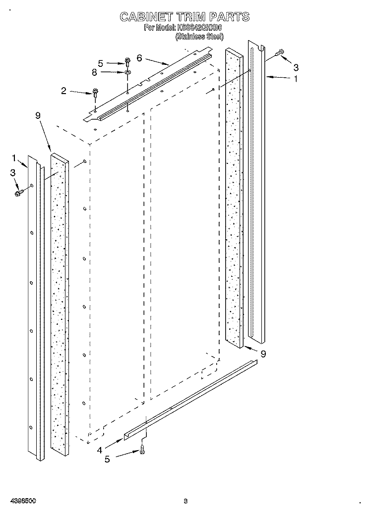 CABINET TRIM Diagram and Parts List for KSSS42QHX00  KitchenAid Refrigerator