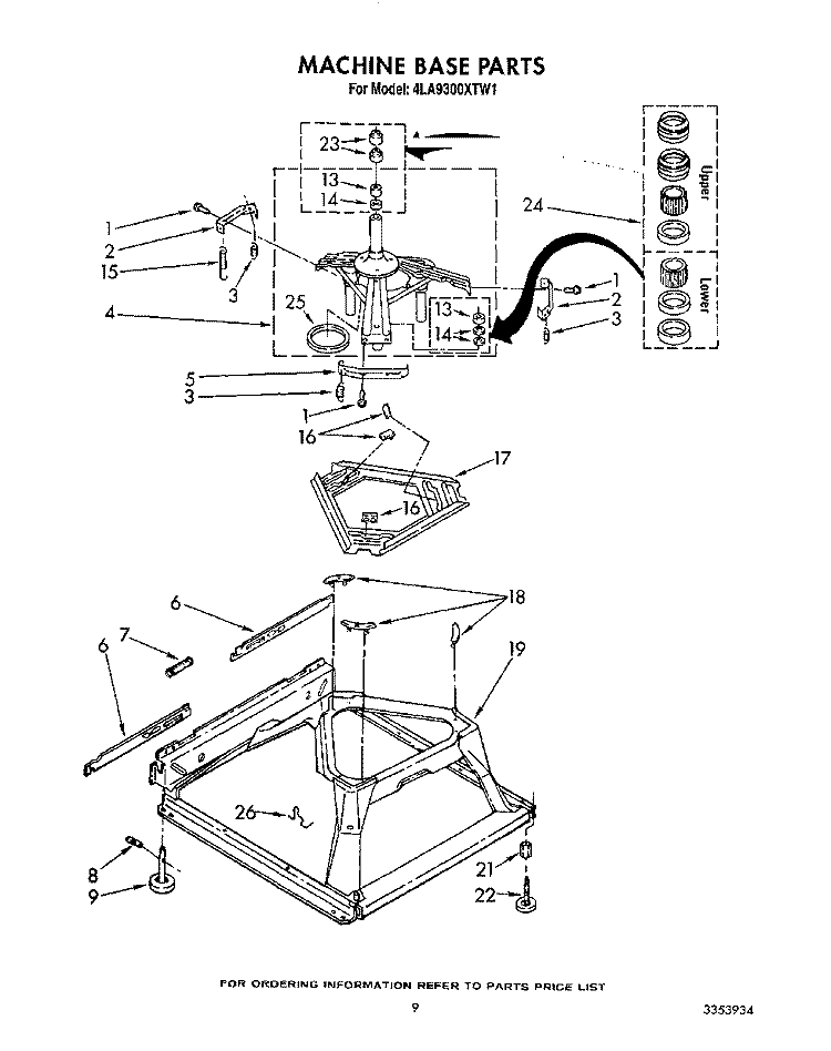 MACHINE BASE Diagram and Parts List for 4LA9300XTG1  Whirlpool Washer