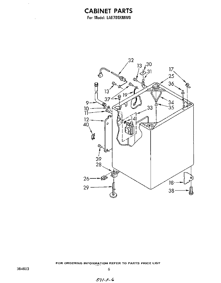 CABINET Diagram and Parts List for LA6700XMW0  Whirlpool Washer