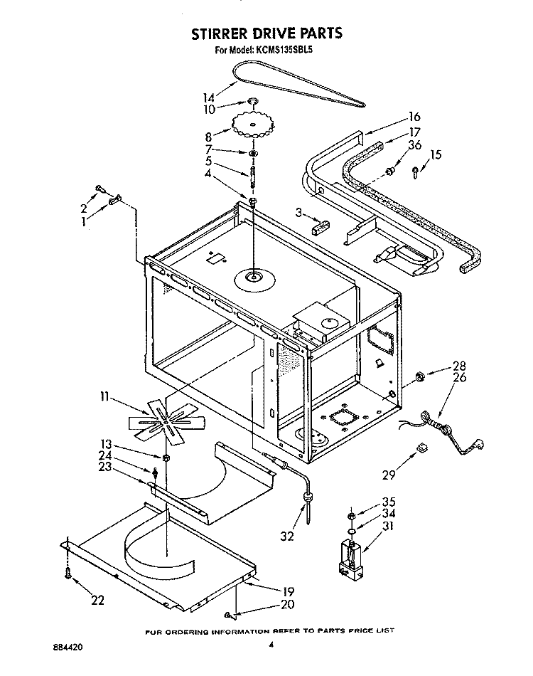 STIRRER DRIVE Diagram and Parts List for KCMS135SBL5  KitchenAid Microwave