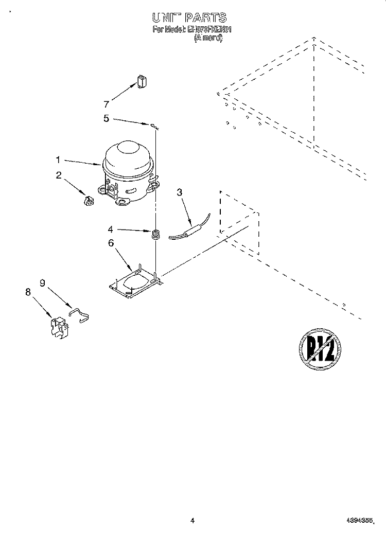 SECTION Diagram and Parts List for EH070FXEN01  Whirlpool Freezer