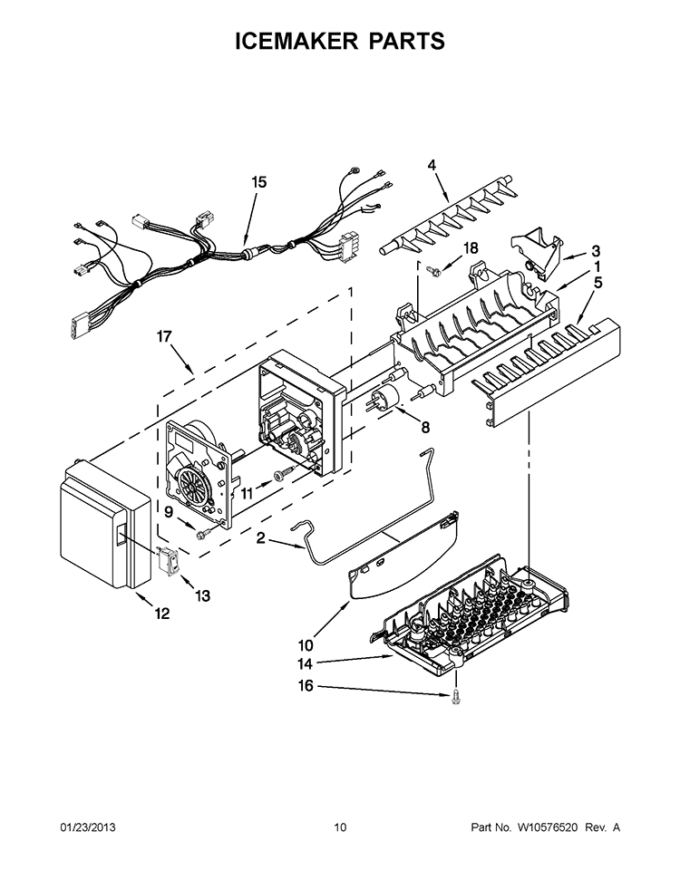 ICEMAKER PARTS Diagram and Parts List for GI0FSAXVB09  Whirlpool Refrigerator