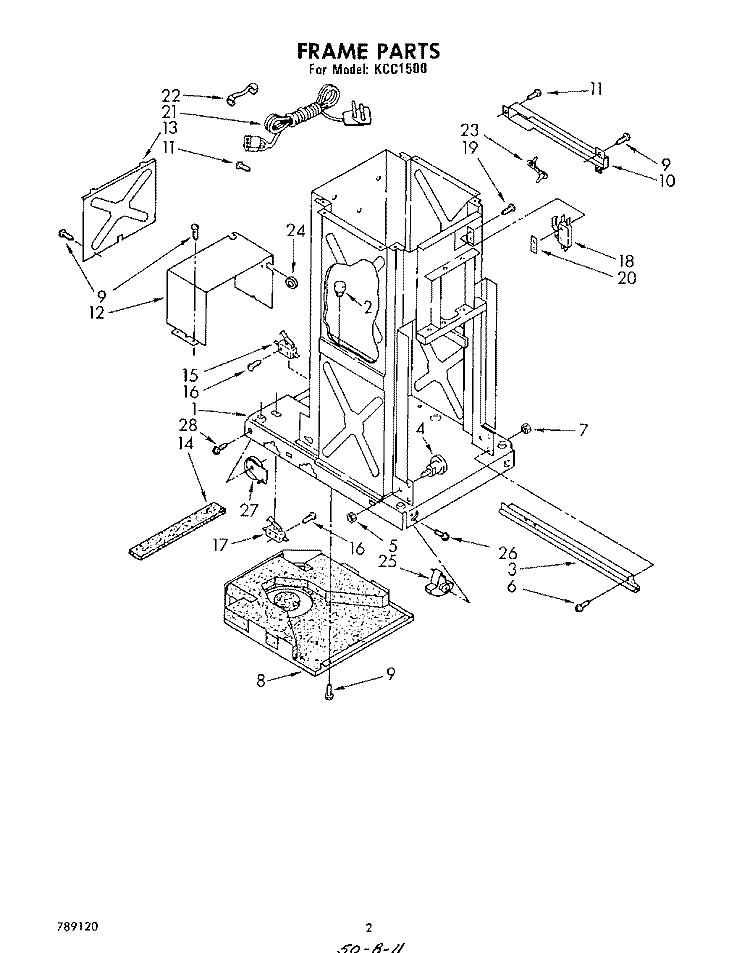 POWERSCREW AND RAM Diagram and Parts List for KCC1500  KitchenAid Trash Compactor