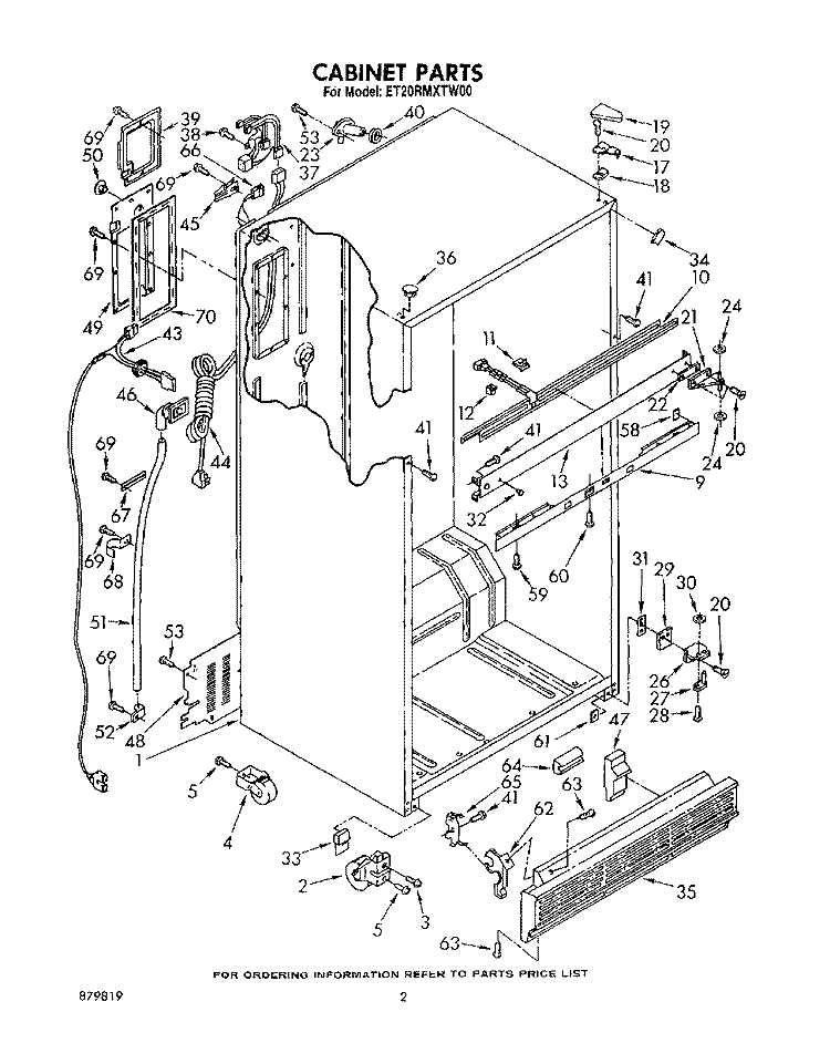 CABINET Diagram and Parts List for ET20RMXTF00  Whirlpool Refrigerator