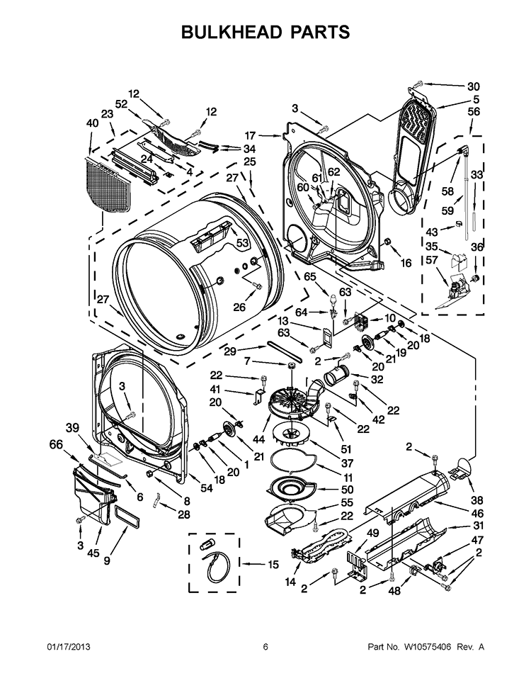 BULKHEAD PARTS Diagram and Parts List for WED8800YW2  Whirlpool Dryer