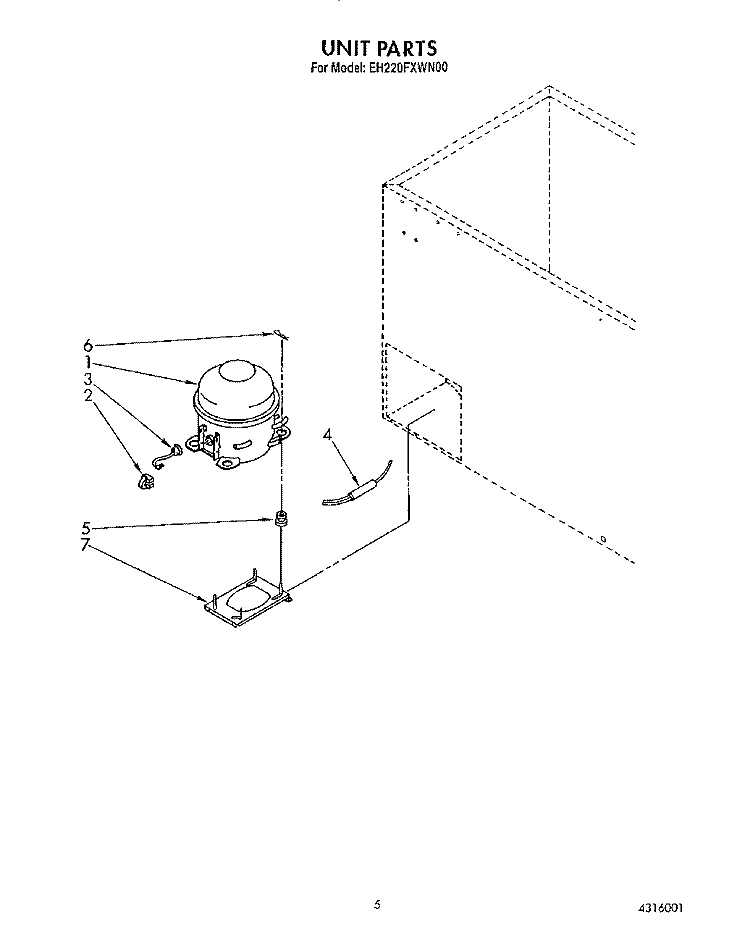 SECTION Diagram and Parts List for EH220FXWN00  Whirlpool Freezer