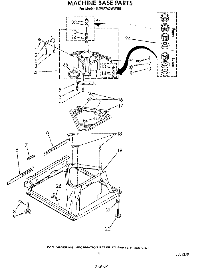 MACHINE BASE Diagram and Parts List for KAWE742WWH0  KitchenAid Washer