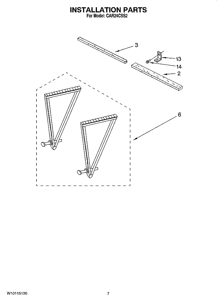 INSTALLATION PARTS Diagram and Parts List for CAR24CSS2  Crosley Air Conditioner