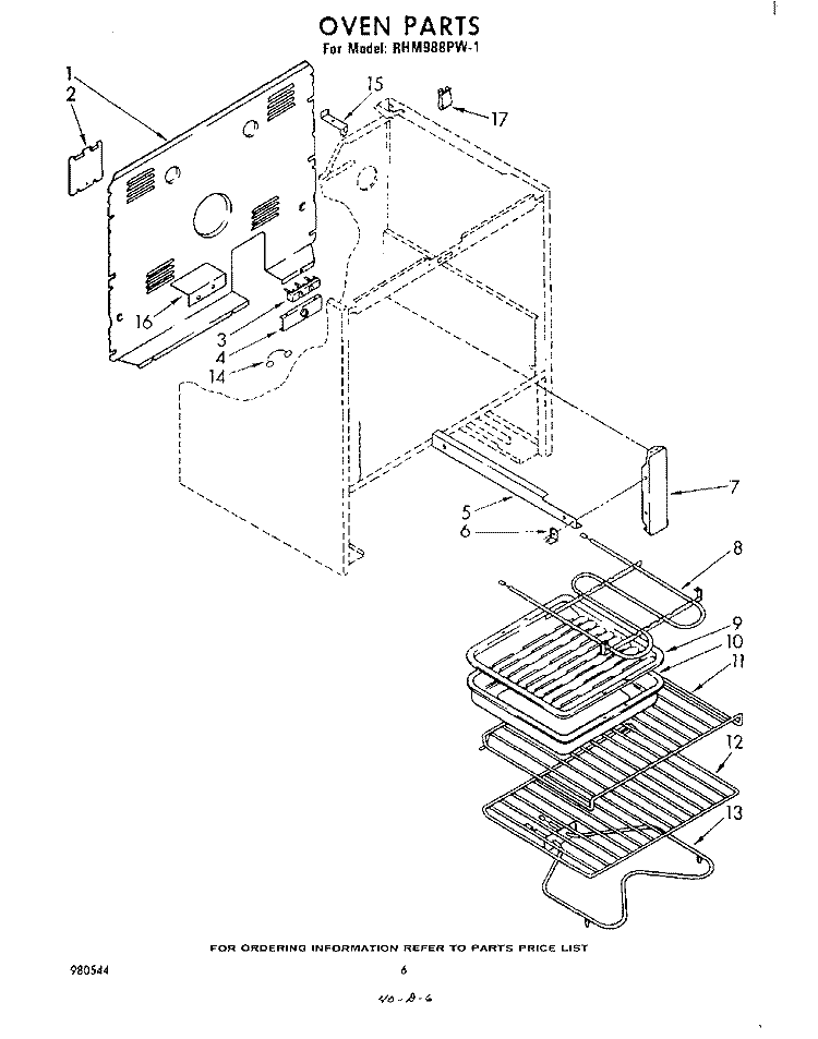 SECTION Diagram and Parts List for RHM988PW1  Whirlpool Range