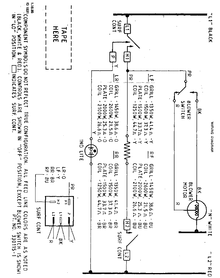 WIRING DIAGRAM Diagram and Parts List for 2141W1E  Roper Range
