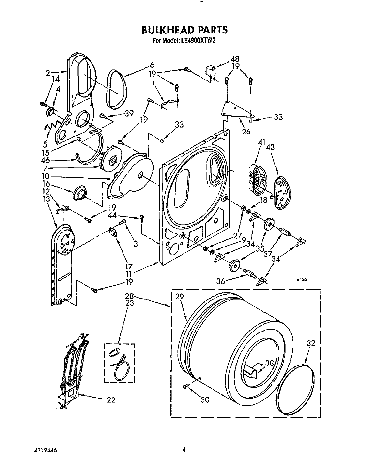 SECTION Diagram and Parts List for LE4900XTG2  Whirlpool Dryer