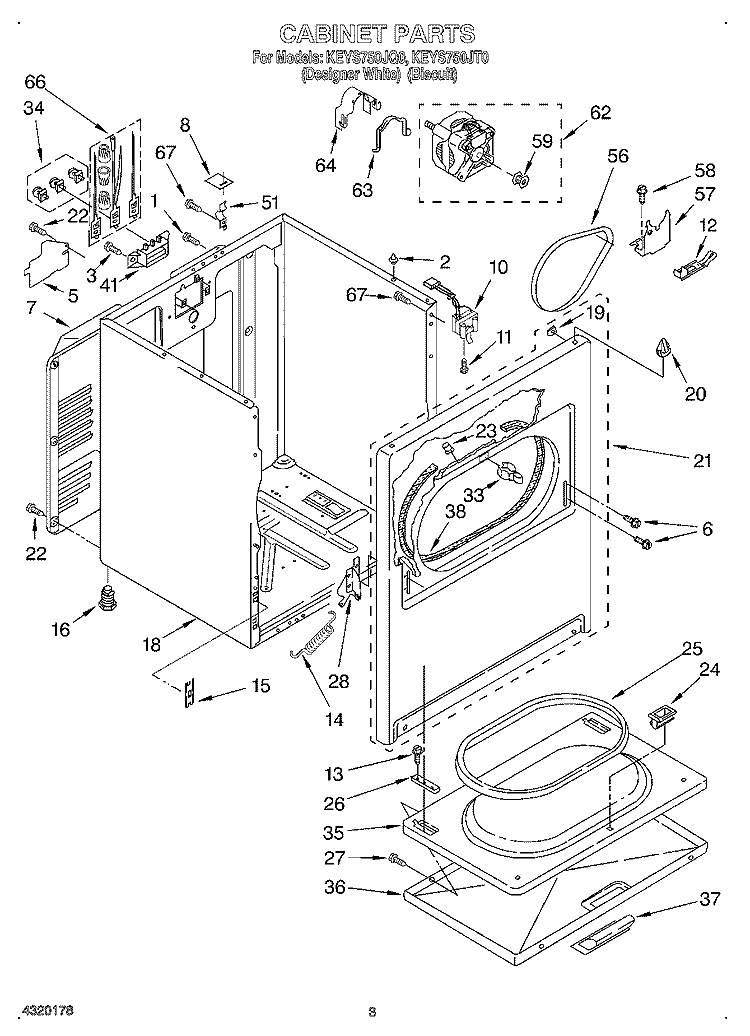 SECTION Diagram and Parts List for KEYS750JQ0  KitchenAid Dryer
