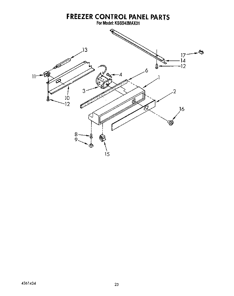 FREEZER CONTROL PANEL Diagram and Parts List for KSSS42MAX01  KitchenAid Refrigerator